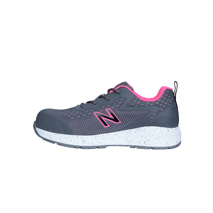 Der New Balance Logic Sicherheitsschuh für Damen in der Farbe Grau/Pink von der Innenseite.